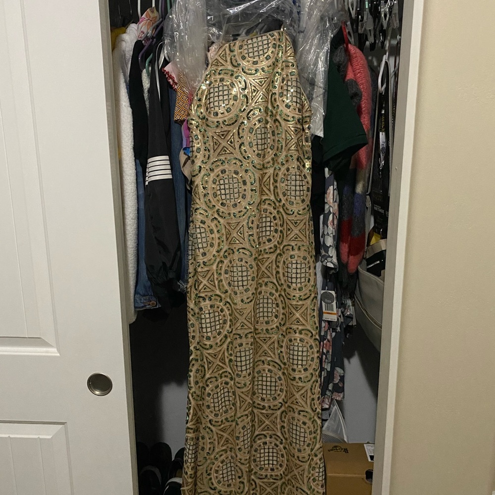 Cream sparkly prom dress